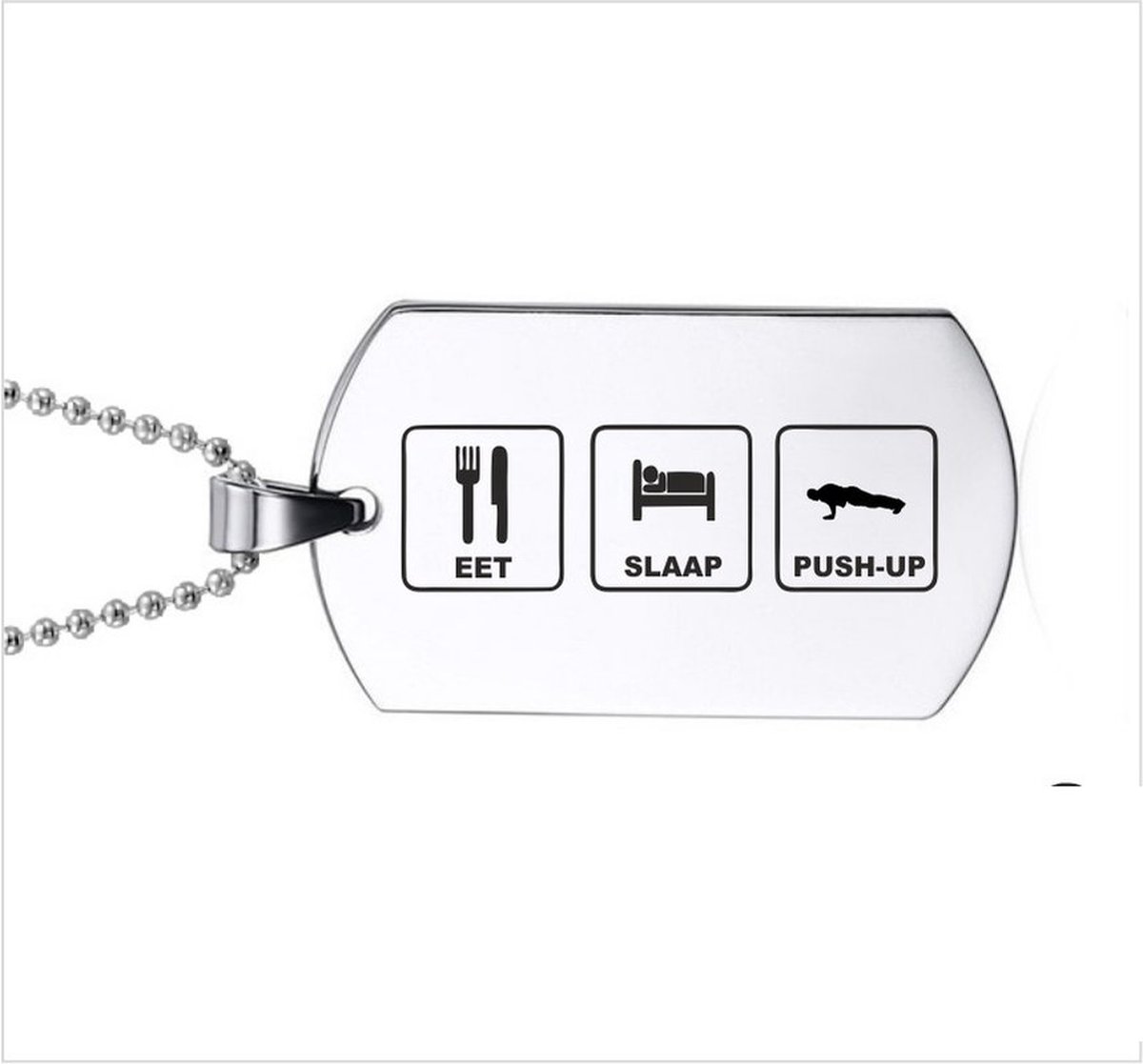 Ketting RVS - Eet Slaap Pushup
