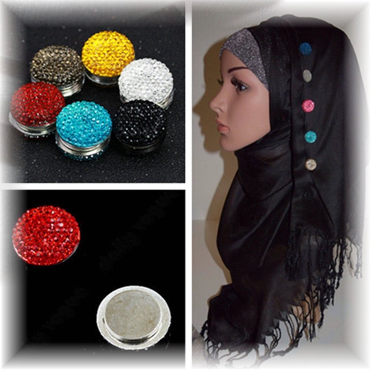 AIEX 4 Stück Hijab Magnetische Pins, Hijab Magnete mit 4 Stück Perlen Hijab Nadeln Nadellose
