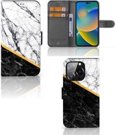Mobiel Case iPhone 14 Pro GSM Hoesje Marble White Black