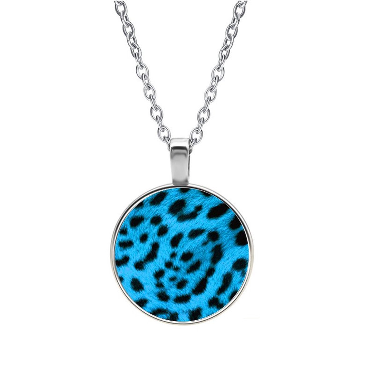 Ketting Glas - Panterprint Blauw