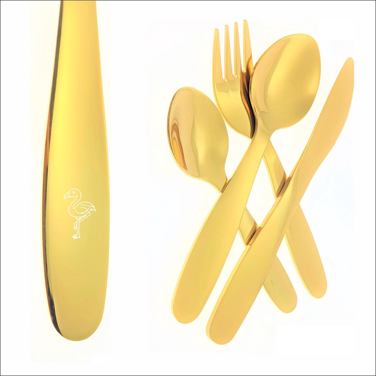 Goedkoopste Kinderbestek Met Gravering - Flamingo