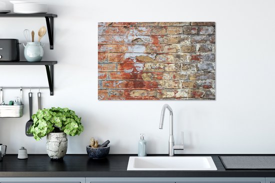Canvas Schilderij Verf - Baksteen - Muren - 60x40 cm - Wanddecoratie