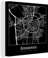 Canvas Schilderij Plattegrond - Eindhoven - Kaart - Stadskaart - 90x90 cm - Wanddecoratie
