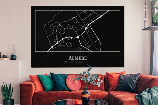 Tableau sur toile Carte de la ville - Almere - Carte - Plan - 180x120 cm - Décoration murale XXL