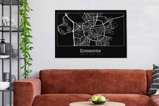 Tableau sur toile Plan d'étage - Eindhoven - Carte - Plan de la ville - 120x80 cm - Décoration murale