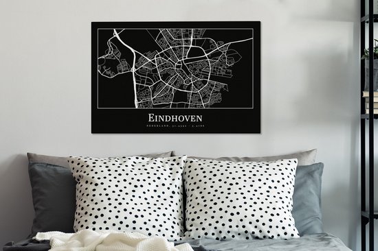 Peinture sur toile Carte - Eindhoven - Carte - Plan de la ville - 90x60 cm - Décoration murale