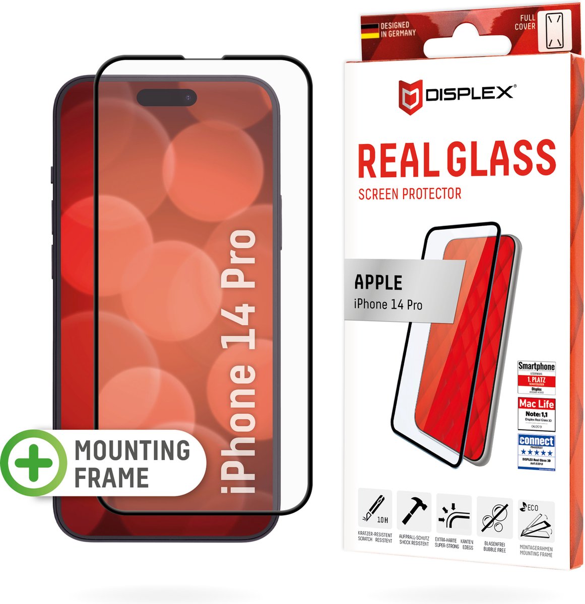 Displex Real Glass Full Cover Screenprotector geschikt voor iPhone 14 Pro - Transparant