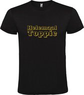 Zwart T-Shirt met “ Helemaal Toppie “ afbeelding Goud Size M