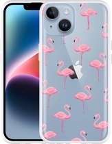 Geschikt voor Apple iPhone 14 Hoesje Flamingo - Designed by Cazy