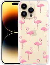 Geschikt voor Apple iPhone 14 Pro Max Hoesje Flamingo - Designed by Cazy