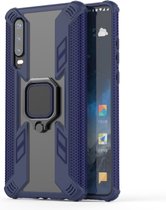 Iron Warrior schokbestendige pc + TPU beschermhoes voor Huawei P30, met ringhouder (donkerblauw)