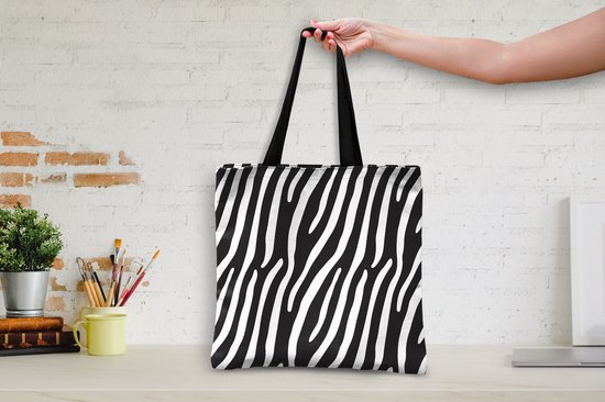 Sac Bandoulière MuchoWow® - Sac de Plage - Shopper Animaux - Imprimé Zèbre - Zwart - 45x45 cm - Sac Coton