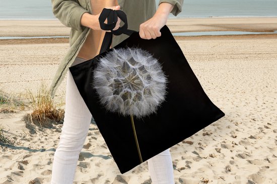 Sac bandoulière - Sac de plage - Shopper Macro - Pissenlit - Zwart - 45x45 cm - Sac coton