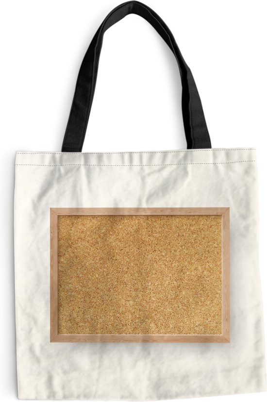 MuchoWow® Schoudertas - Strandtas - Big Shopper - Boodschappentas - Een klein bordje met een kurkstructuur - 45x45 cm - Katoenen tas
