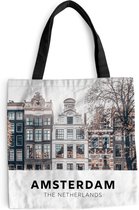 MuchoWow® Schoudertas - Strandtas - Big Shopper - Boodschappentas - Amsterdam - Nederland - Huizen - 45x45 cm - Katoenen tas