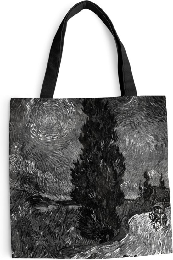 Schoudertas Strandtas Shopper Landweg in de Provence bij nacht Vincent van Gogh...