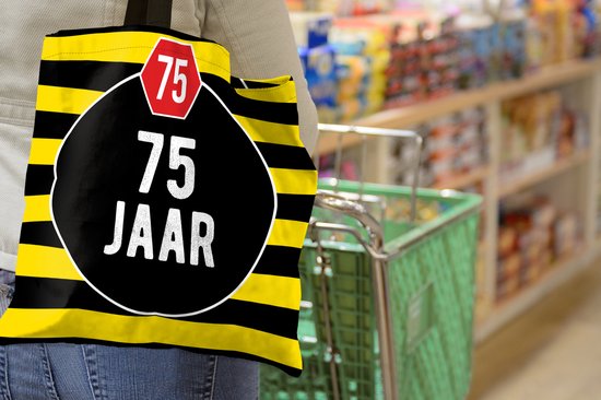 Sac Bandoulière - Sac Plage - Shopper Anniversaire - Décoration - 75 Ans - 40x40 cm - Sac Coton