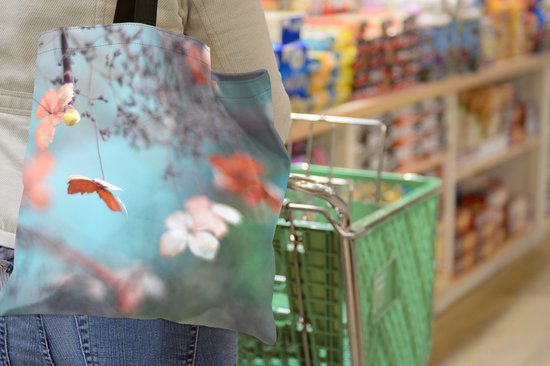 Sac bandoulière - Sac de plage - Shopper Hortensia rose saumon - 45x45 cm - Sac coton