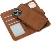 Mobiq - Magnetische 2-in-1 Wallet Case iPhone 13 - bruin