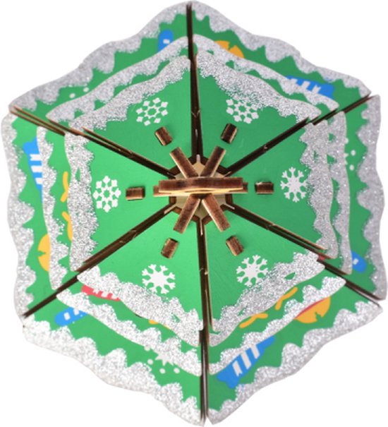 Bouwpakket 3D Puzzel Kerstboom Kerst van hout gekleurd