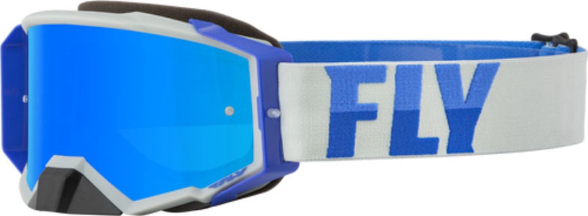FLY Racing Zone Pro Goggle Grey Blue W Sky Blue Mirror Smoke Lens -