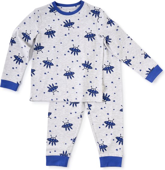 Foto: Little label pyjama jongens maat 98 104 4y grijs blauw marsmannetjes pyjama kind zachte bio katoen