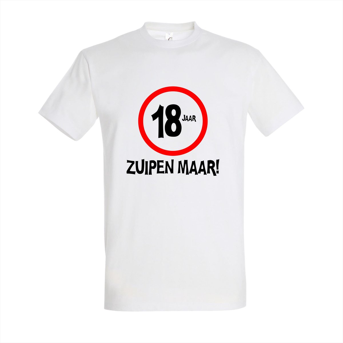 T Shirt 18 Jaar Zuipen Maar Maat L T Shirt Wit Korte Mouw 18 Jaar Verjaardag