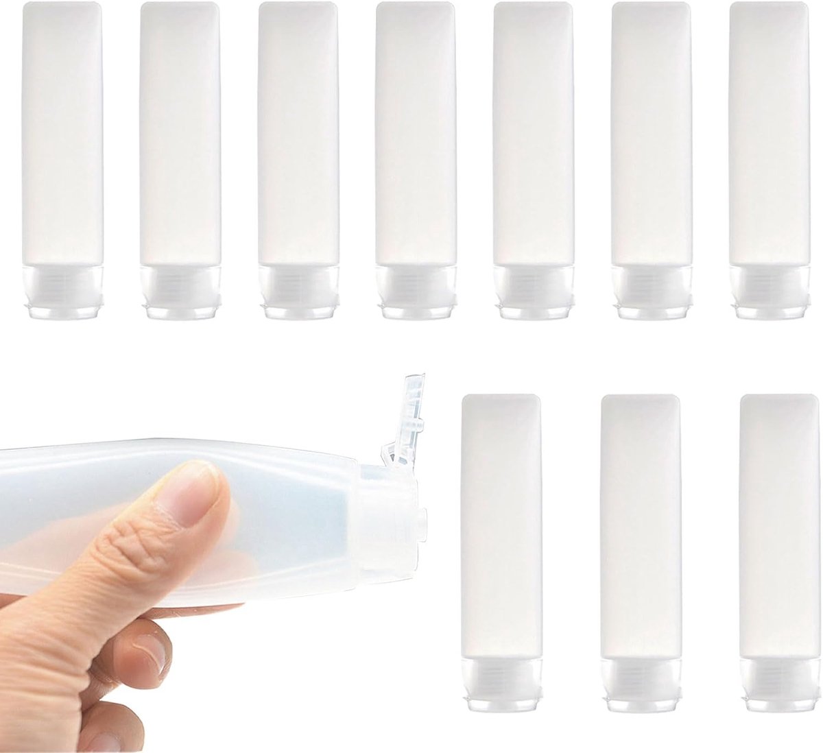 Image of 10x 30ml Reis Toilettenflessen - Leeg Squeeze Flessen - Lekvrij Transparant voor Shampoo en Lotion
