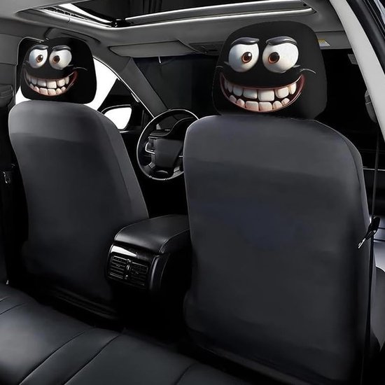 Daity Grappige cartoon auto hoofdsteunhoezen - 2-delige universele, schattige hoofdsteunbeschermers met grote ogen, auto-interieuraccessoires, dubbelzijdige decoratie voor auto's, vrachtwagens en bestelwagens, geschikt voor Halloween en Kerstmis（D） van Merkloos — afbeelding 5