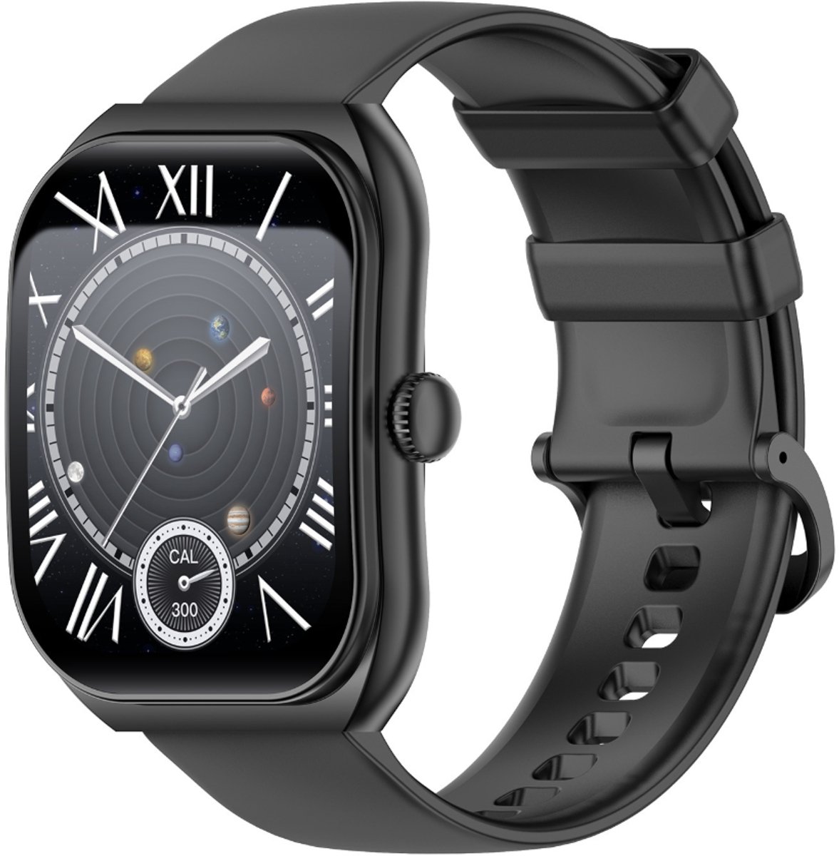 Knobbout 2.01”Scherm Smartwatch met Gebogen Scherm – Bluetooth Bellen, Hartslag & Slaapmonitoring, IP68 Waterdicht, 350mAh Batterij | Voor Sport & Gezondheid - Zwart