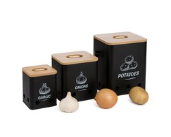 Uienpot - set van 3 - knoflookpot - met gaatjes - zwart