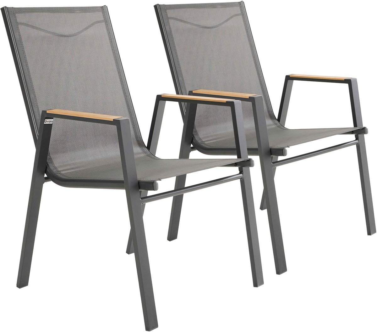 Oviala - Set van 2 tuinstoelen in aluminium en textiel - Savannah