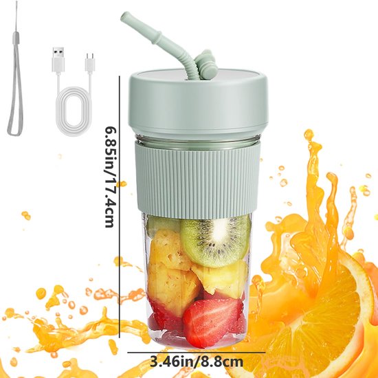 QTTVBTNA -Draagbare Smoothie Blender - USB Oplaadbaar - 350 ml - Mini Blender voor Shakes, Sappen & Babyvoeding van QTTVBTNA — afbeelding 2