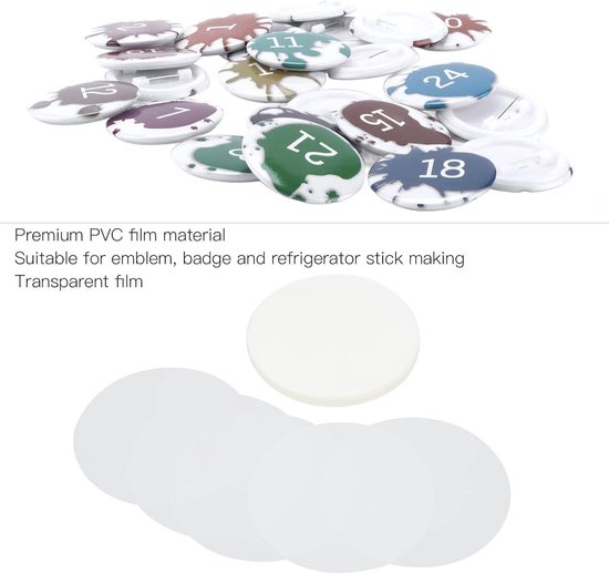 100 stuks transparante badgefolie - ronde badge-knop beschermfolie - doe-het-zelf