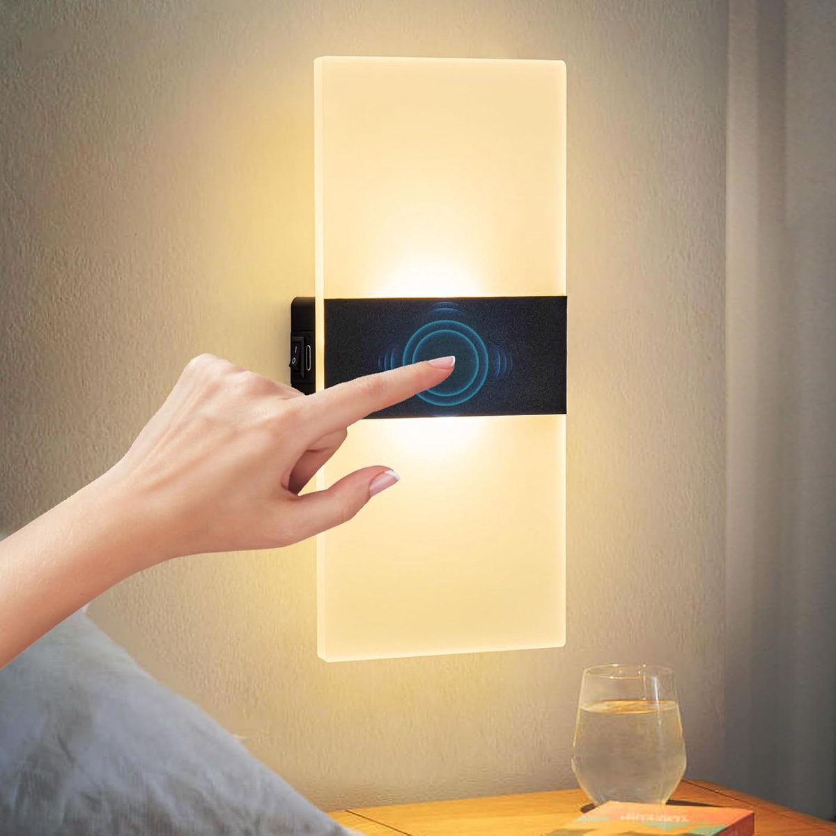 Dimbare Wandlamp met Touchbediening voor Binnen - Draadloze Nachtlamp voor Kleine Ruimtes