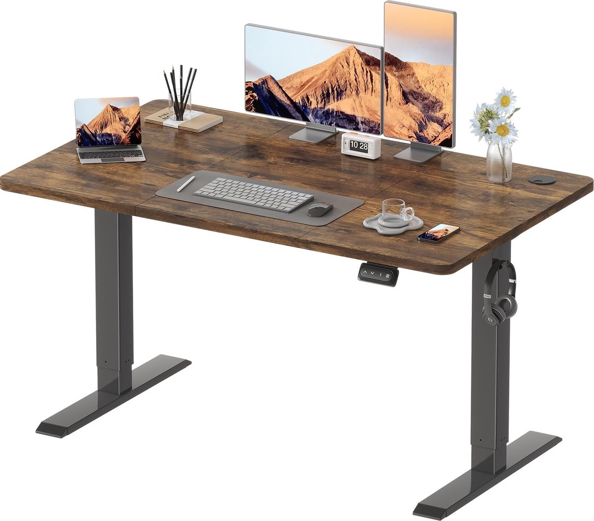 Hoogte Verstelbaar Bureau 120x60 cm, Elektrisch, Zit-Sta Bureau met Geheugenfuncties