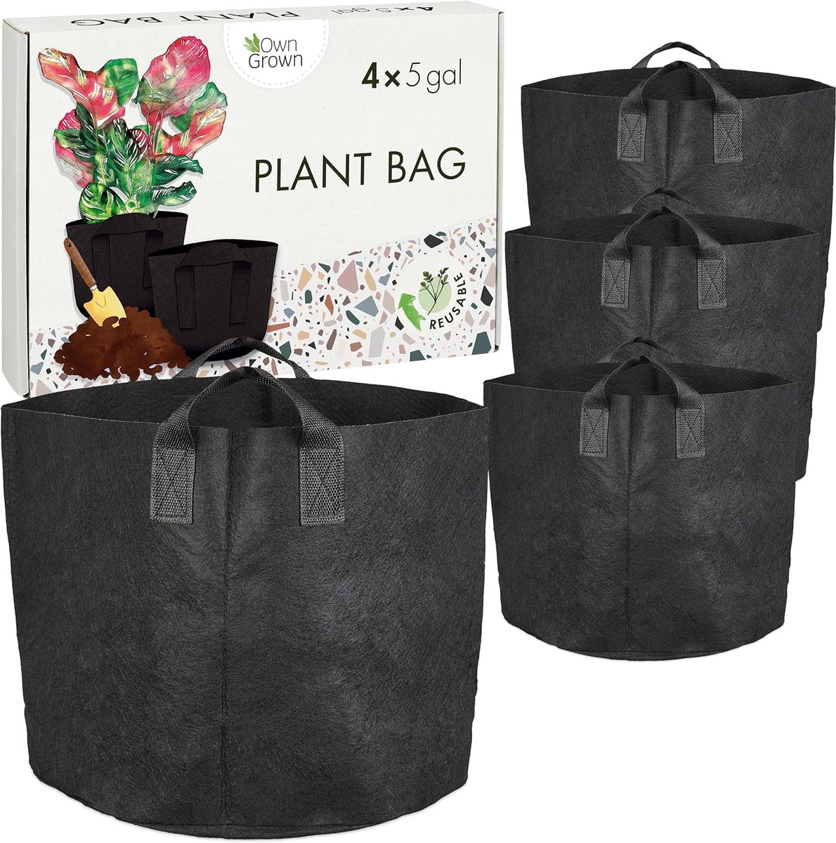 Plantenbak - Bak voor planten - Plantenkweekzakken 4x - Balkon en tuinplanten - Aardappelkweekzakken - Waterdoorlatende tuinplantenbakken - Moestuin plantenbak - Buitenplantenbakken