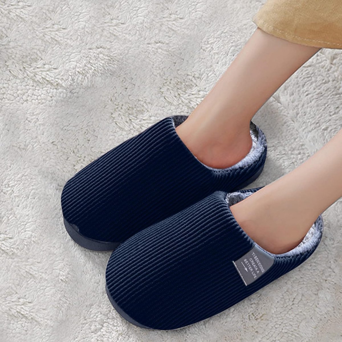 Dames pluche antislip pantoffels - Gevoerde zachte slippers voor de winter