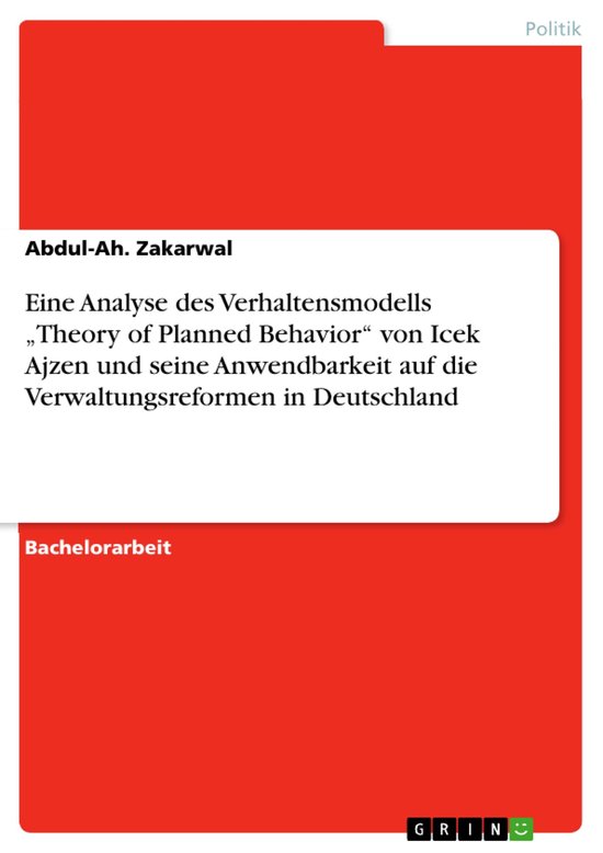 Eine Analyse des Verhaltensmodells „Theory of Planned Beha ... - cover