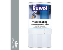 Ruwol 2K Epoxy Vloercoating RAL 7040 1 kg - Vloerverf - 3 populaire kleuren - Garagevloer Coating - Slijtvast, naadloos en vloeistofdicht - Eenvoudig Schoon te maken - 2 componenten verf
