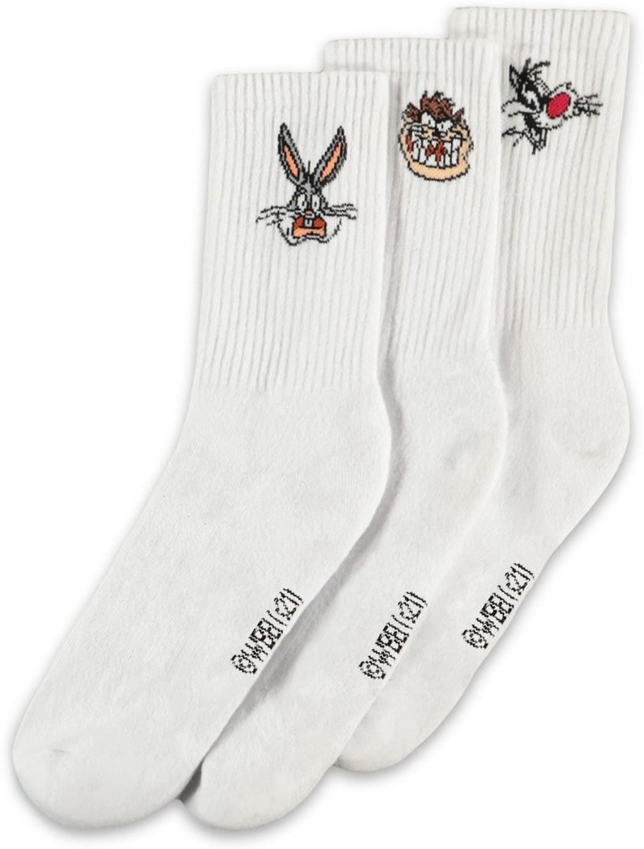 Looney Tunes - Set van 3 (Taz, Bugs, Sylvester) Sokken - 43/46 - Wit