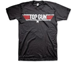 Top Gun T-shirt met verweerd logo, zwart