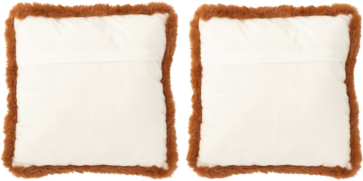 J-Line kussen Vos - polyresin - bruin - small - 2 stuks
