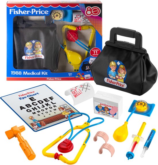 Foto: Fisher price doktersset 1988 11 delige set voor fantasiespel mattel 80ste terug in de tijd