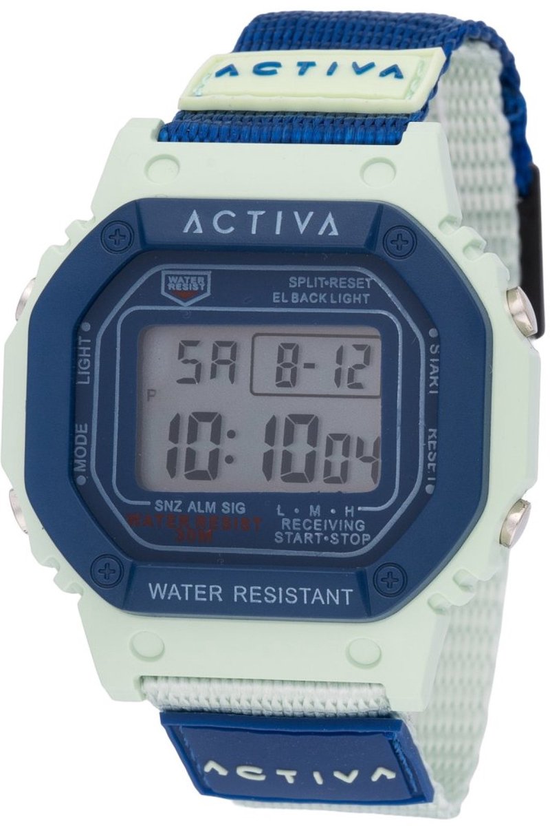 Activa x Invicta Digital ACWF003 Heren Horloge - Waterdicht - Digitaal - Quartz Uurwerk - Plastic met blauwe Wijzerplaat - 44mm