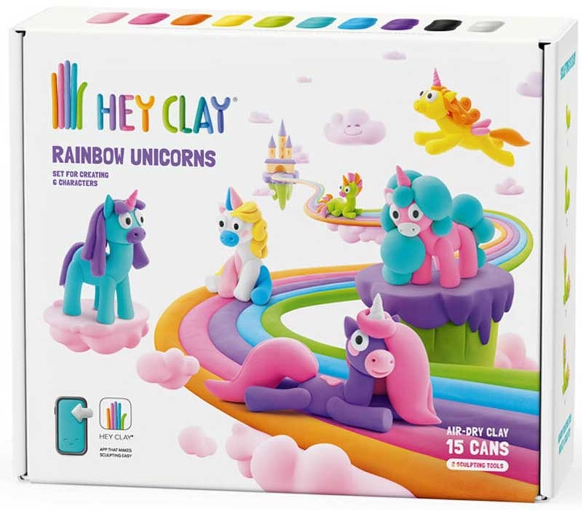 Tomy klei speelgoed set - HEY CLAY Unicorns - kleurrijke eenhoorns knutselen.