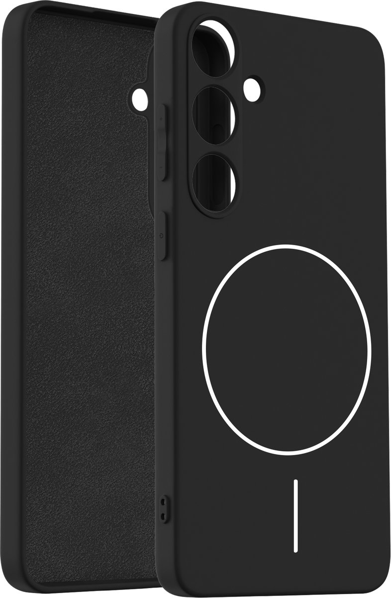 Coverzs Magnetisch siliconen geschikt voor Samsung Galaxy S25 Plus - siliconen hoesje met magneet (zwart)