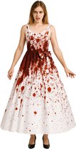 Joya Party® Verkleedjurk Halloween Bruid | Bloed Zombie Bruidsjurk Volwassenen | Lange Jurk Dames Wit | Horror Kostuum Vrouw | Carnaval & Halloween Kostuum | Maat L
