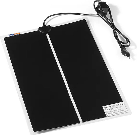 UniEgg® Warmtemat 28x42cm – 20 Watt – met dimmer en aan/uit-schakelaar | geschikt voor planten, kuikens, kittens, puppy’s, katten, konijnen, cavia’s, muizen, knaagdieren, honden en reptielen