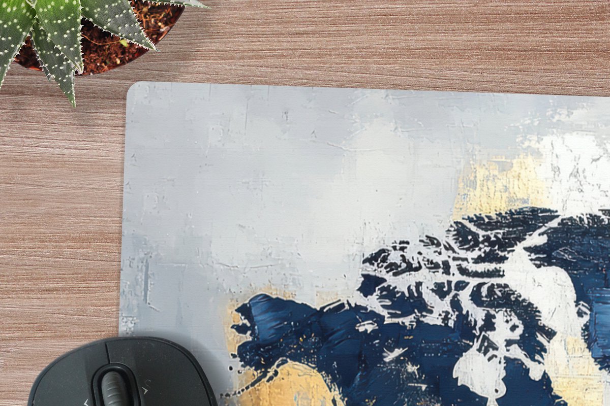 Muismat XXL 120x80 cm - Bureau onderlegger - Bureau mat Wereldkaart - Blauw - Abstract - Bureaumat - Gaming mousepad xl - Bureaulegger groot - Computer deskmat